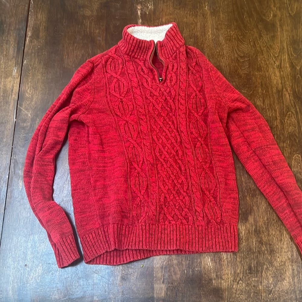 Lands' End Quarter Zip Red Sweater